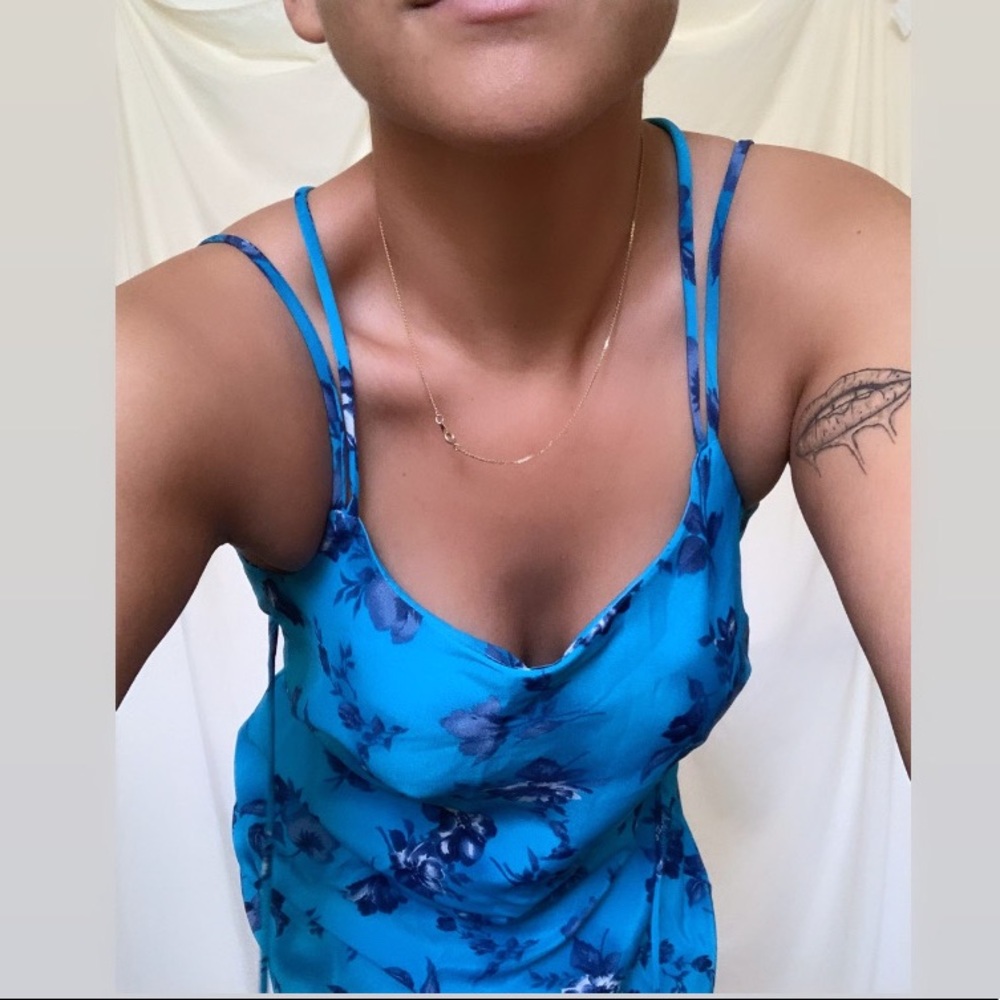 Bright blue vintage maxi dress